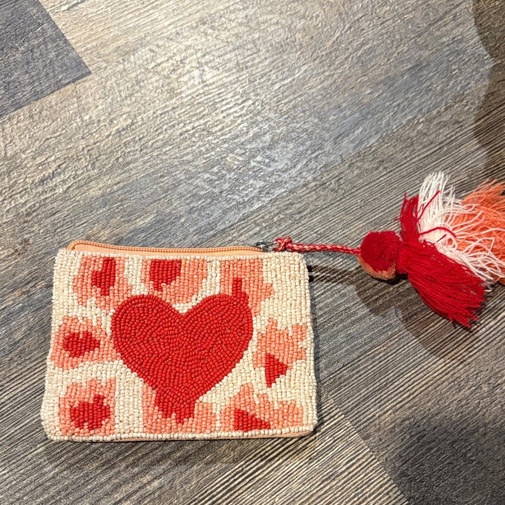 Red Heart Beaded Wristlet